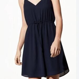 Babaton Navy Blue Sleeveless Tie Waist Mini Dress Women's Size Medium
